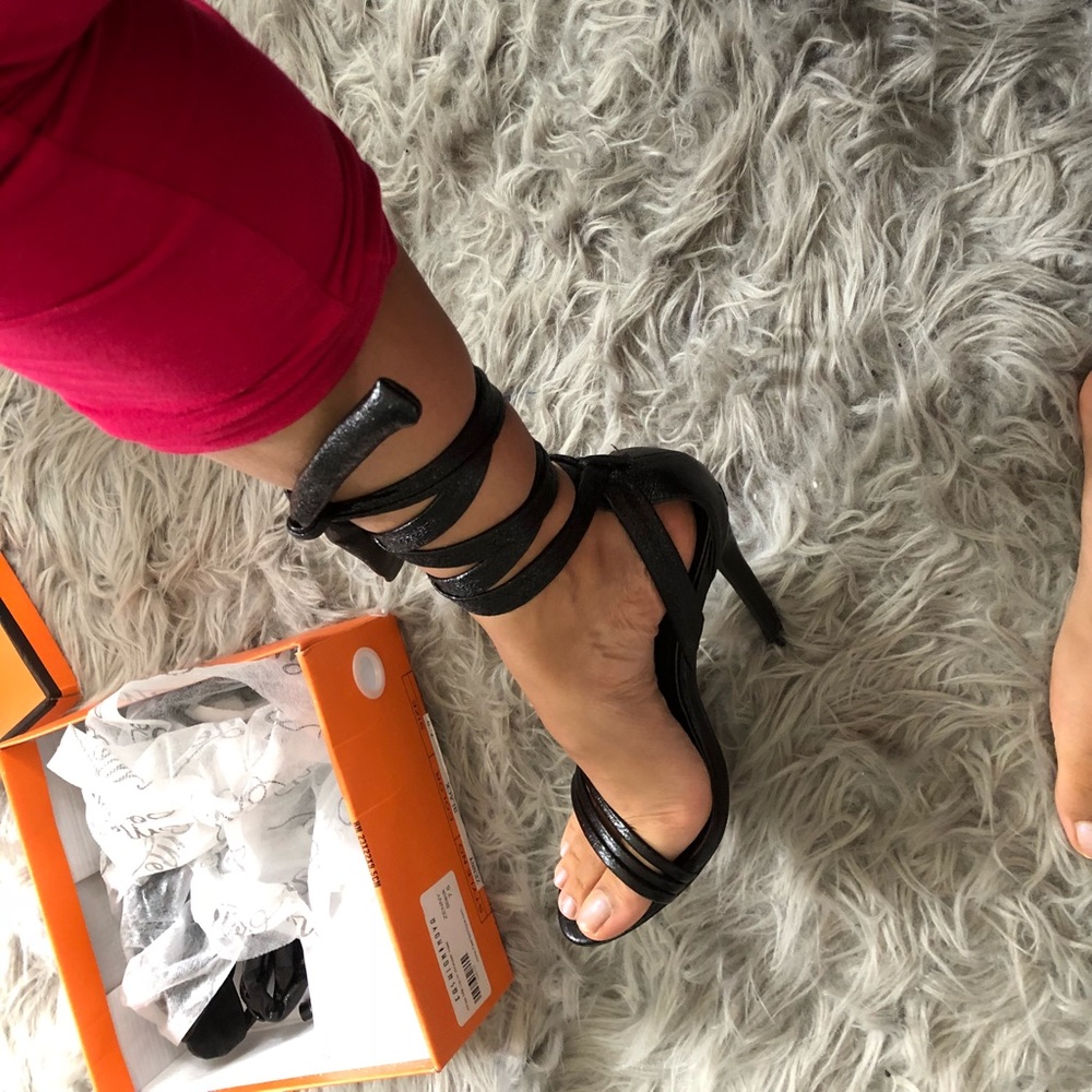 Black tie up sandals